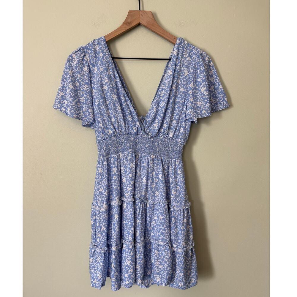 Altar'd State Mini Dress Medium Blue Floral Cottagecore Feminine